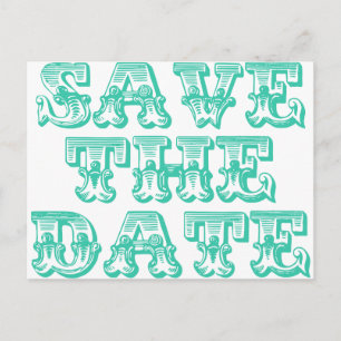 Save the Date Postkarten in Aquamarin blau-grün