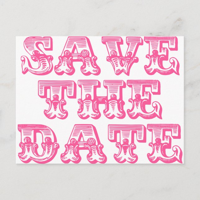 Save the Date Postkarten in Hot Pink/Fuschia (Vorderseite)