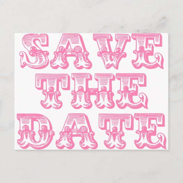 Save the Date Postkarten in Rosa (Vorderseite)