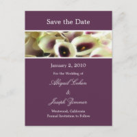 Save the Date Postkarten, lila Calla-Lilien