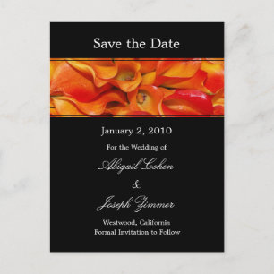 Save-the-Date-Postkarten, orange Calla-Lilien Ankündigungspostkarte