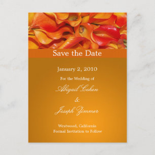 Save the Date Postkarten, orangefarbene Calla-Lili Ankündigungspostkarte