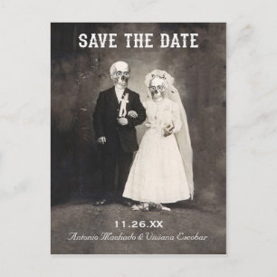 Save the Date Postkarten (Vintag Skeleton Couple)
