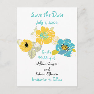 Save the Date Postkartenflorale coole Farbkombinat Ankündigungspostkarte