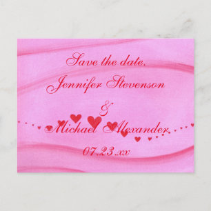 Save the Date Postkartenwelle von roten Herzen Ankündigungspostkarte