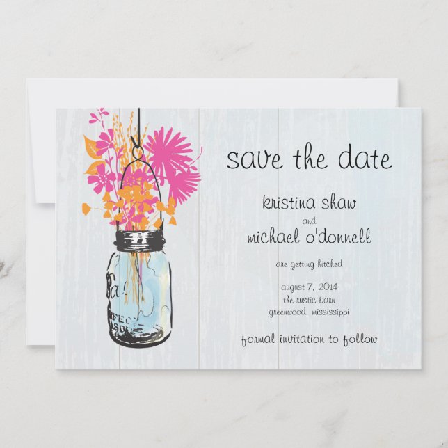 Save The Date Pot de fleurs en grès & Fleurs sauvages Enregistre (Devant)
