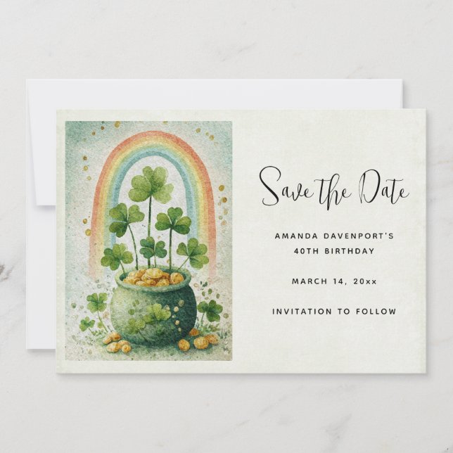 Save The Date Pot de l'or et arc-en-ciel vintage (Devant)