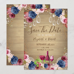 Save The Date Pot Mason Rustique, Dégustation de Vin Floral 