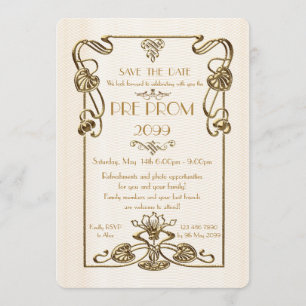 Save The Date Pré bal d'étudiants junior, grand Gatsby, or,