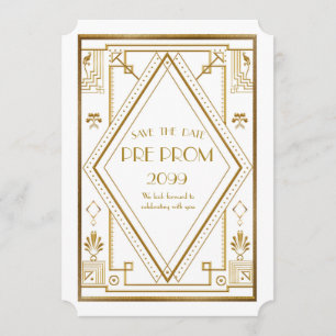 Save The Date Pré PromJunior, grand Gatsby, or, blanc