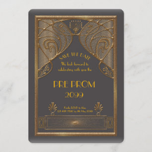 Save The Date Pré PromJunior, grand Gatsby, or, gris
