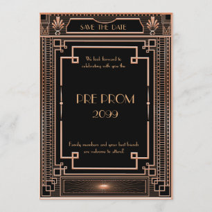 Save The Date Pré PromJunior, grand Gatsby, or, noir