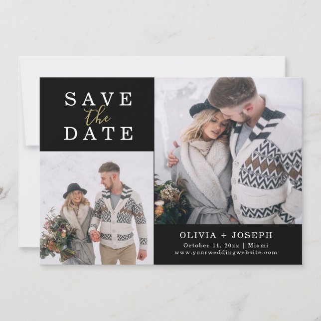 Save The Date Préciser | Deux Mariages Photo Enregistrer La Date (Devant)