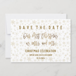Save The Date Première Fête de Noël Élégante Sauvez La Date