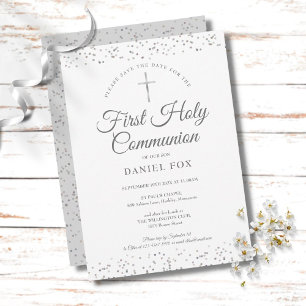 Save The Date Première Sainte Communion Silver Stardust