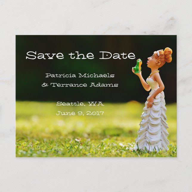 Save the Date Princess Frog Ankündigungspostkarte (Vorderseite)