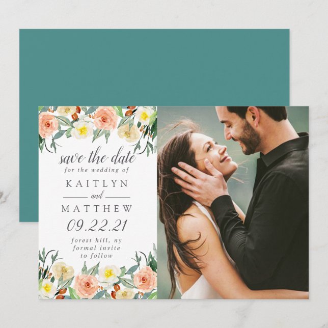 Save The Date Printemps Blossoms Mariage Photo Enregistrer La Da (Devant / Derrière)