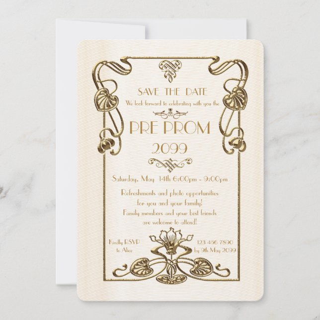 Save The Date Prom Junior, Grand Gatsby, Or, blanc (Devant)