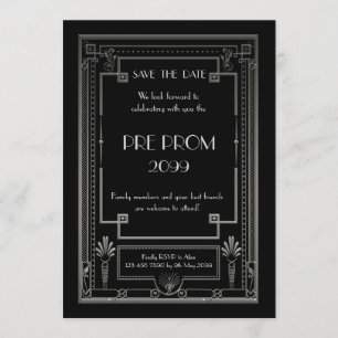 Save The Date PromJunior, Grand Gatsby, Argent, Noir
