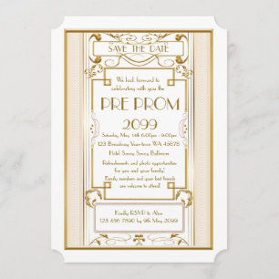 Save The Date PromJunior, Grand Gatsby, Or, blanc