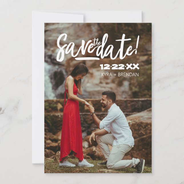 Save The Date Proposition audacieuse avec une conception de phot (Devant)