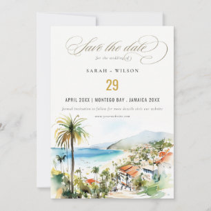 Save The Date Puerto Vallarta Mexique Paysage Aquarelle Mariage