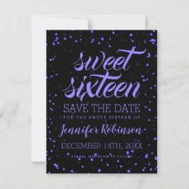 Save The Date Purple Black Sweet 16 Anniversaire Date de sauvega