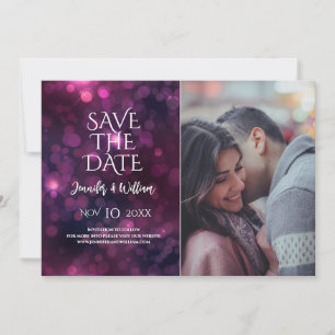 Save The Date Purple Bokeh Sparkle Design Mariage Enregistrer La