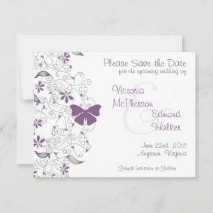 Save The Date Purple Butterfly Whimsy Enregistrer la date annonc