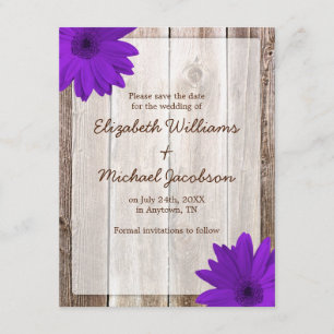 Save The Date Purple Daisy Rustic Grange Enregistrer la date