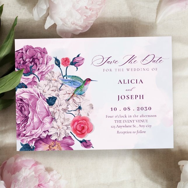 Save The Date Purple flowers bloom wedding (Créateur téléchargé)