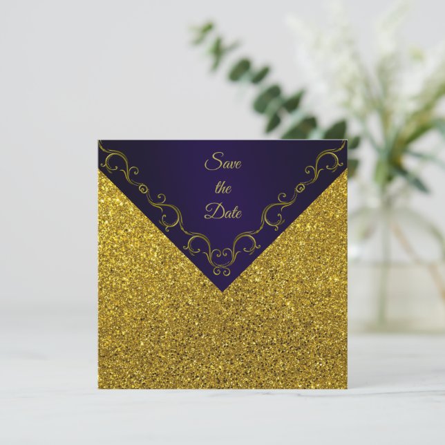 Save The Date Purple glamour et or Enregistrer la date (Debout devant)