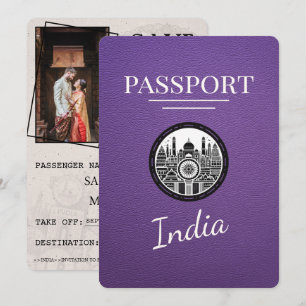Save The Date Purple India Passeport Enregistrer La Date