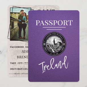 Save The Date Purple Ireland Passeport Enregistrer La Date