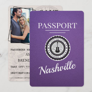 Save The Date Purple Nashville Passeport Enregistrer La Date