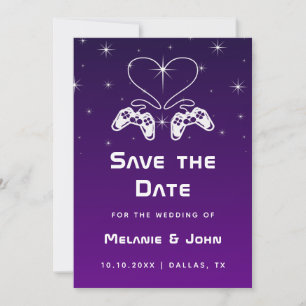 Save The Date Purple Ombre Gradient Gamer Jeu Nerdy Geek mignon
