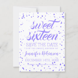 Save The Date Purple Sweet 16 Anniversaire Fête Date de sauvegar