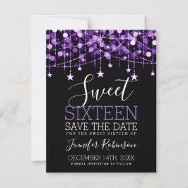 Save The Date Purple Sweet 16 Éclairages À Chaîne Épargne Date