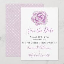 Purple Watercolor Rose Wedding Enregistrer la cart