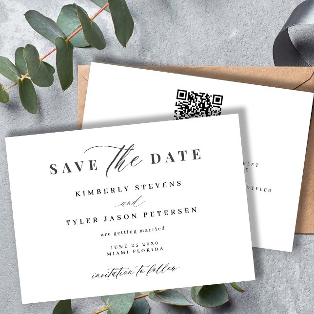 Save The Date QR CODE élégant script simple mariage (Créateur téléchargé)