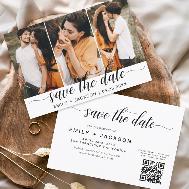 Save The Date QR Code - Enregistrer la date Modern Elegant 3 Pho (Créateur téléchargé)