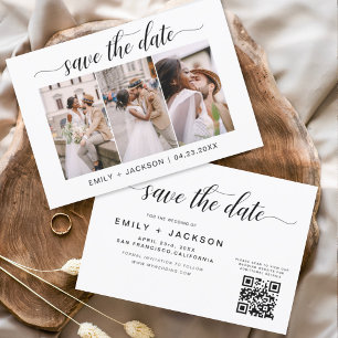 Save The Date QR Code - Enregistrer la date Modern Elegant 3 Pho