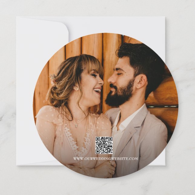 Save the Date QR-Code Holz Rustikales Foto Hochzei Einladung (Rückseite)