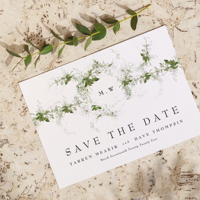 Save The Date QR Code non-PHOTO Eucalyptus Monogramme Mariage (Créateur téléchargé)