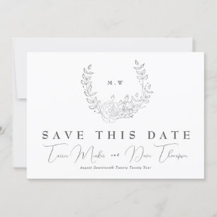 Save The Date QR Code NON-PHOTO Mariage de monogramme de couronn