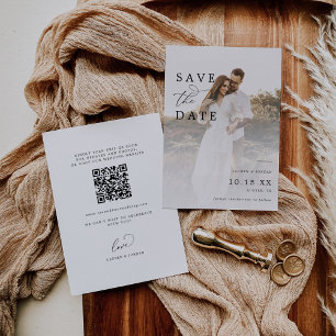 Save The Date Qr Code Photo Élégant Mariage moderne