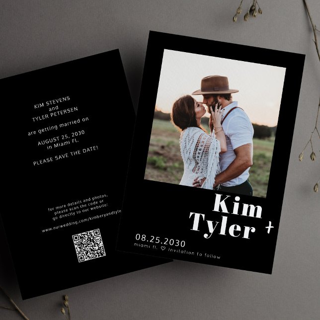 Save The Date QR CODE photo personnalisée mariage de typographie (Créateur téléchargé)