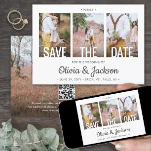 Save The Date QR Code Simple Moderne Typographie 4 Mariage photo