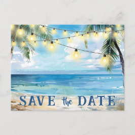 Save the Date QR Code Tropical Beach Ankündigung Postkarte