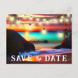Save the Date QR Code Tropical Beach Ankündigung Postkarte